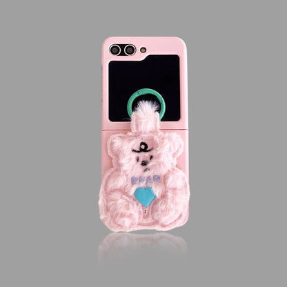 Adorable Plush Bear Phone Case for Samsung Flip 3/4/5/W23/W24