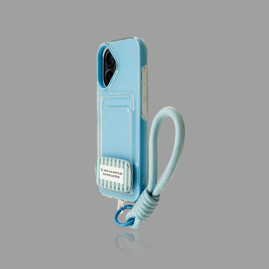 iPhone Foldable Mirror Stand Case with Built-in Card Holder & Lanyard