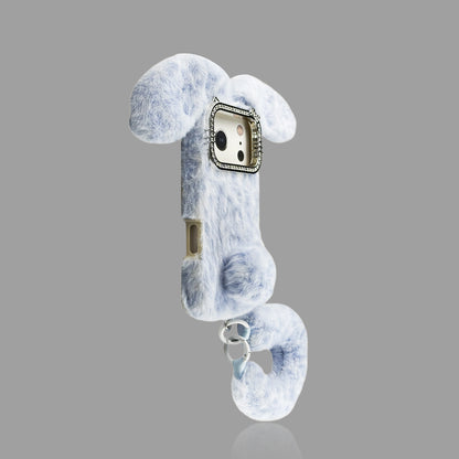 Leopard Plush Bunny Ear iPhone Case – Rhinestone Camera Frame