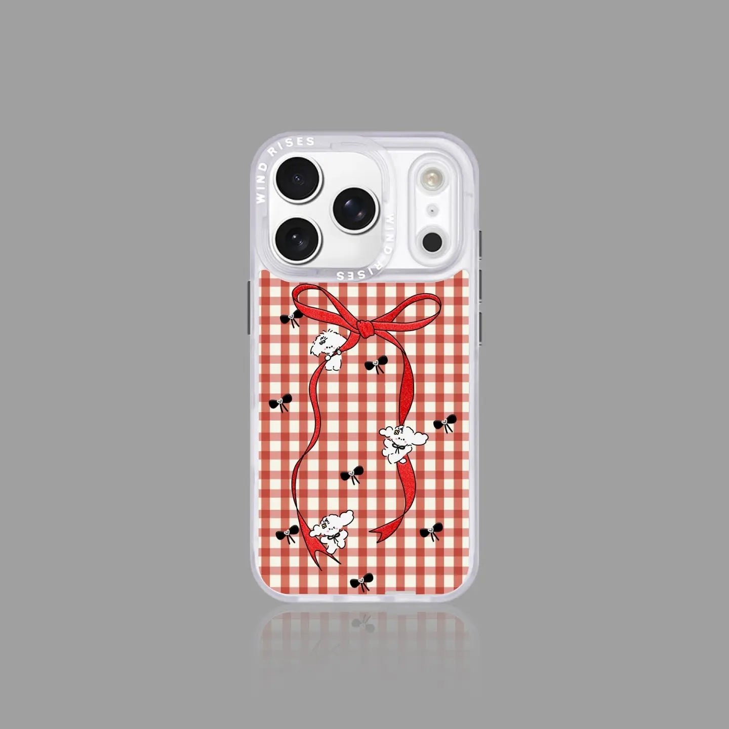 Gingham Bow Puppy Clear Phone Case 🐶🎀 SEACASE