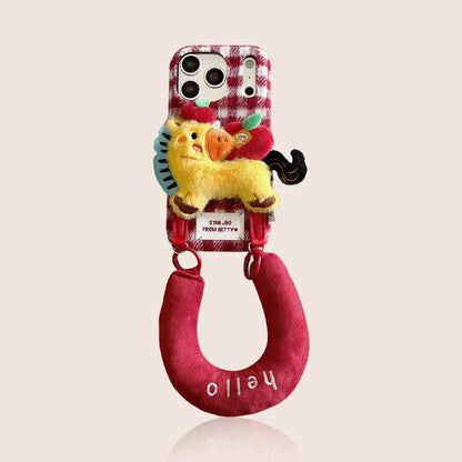 Cute Plush Pony iPhone Case with Wrist Strap 我的商店