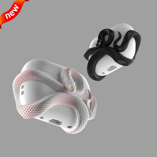 3Dスネークが巻き付いたAirPodsケース