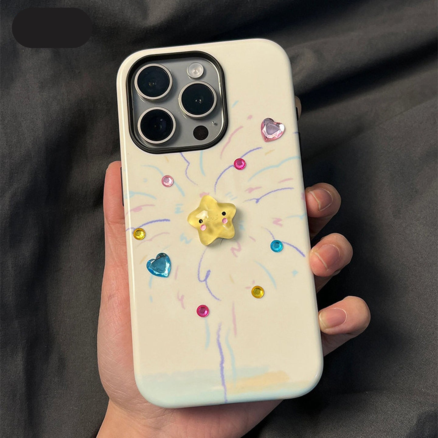 ベージュ花火星iPhoneケース