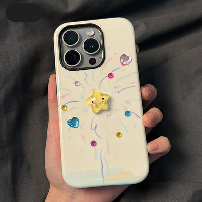 ベージュ花火星iPhoneケース