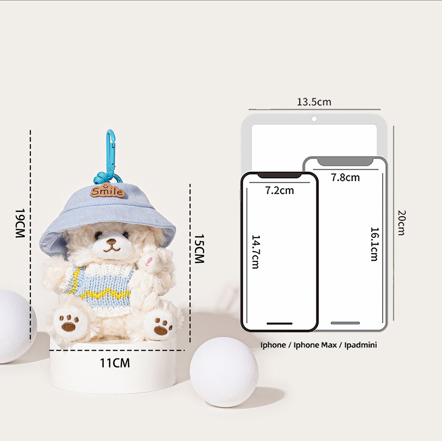 かわいいぬいぐるみくまドールバッグチャーム、うさぎがくまを抱きしめるバックパックペンダント