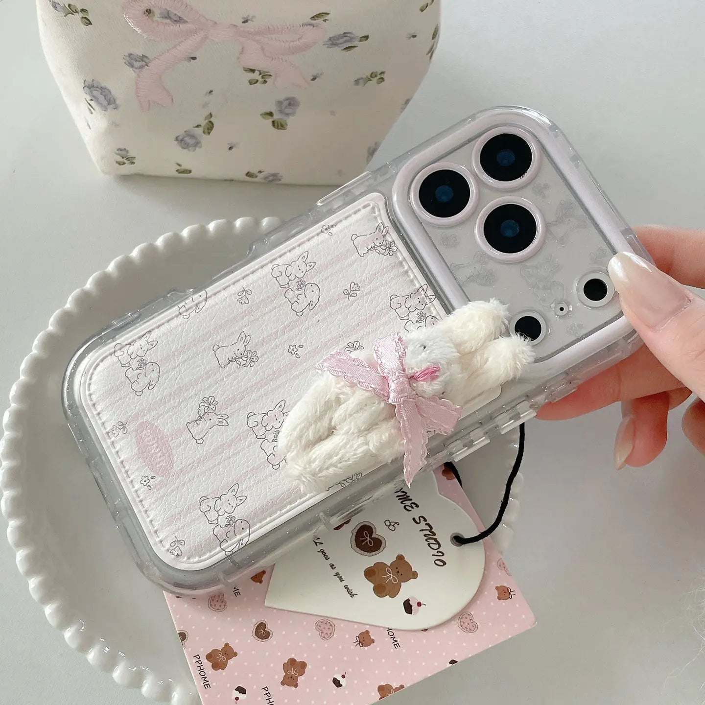 Cute 3D Bow Rabbit iPhone Case Sweet Style SEACASE