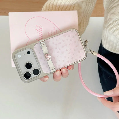 Pink Floral Heart Rhinestone iPhone Case Gentle Style SEACASE