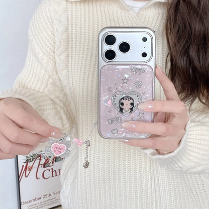 Pink Floral Heart Rhinestone iPhone Case Gentle Style SEACASE