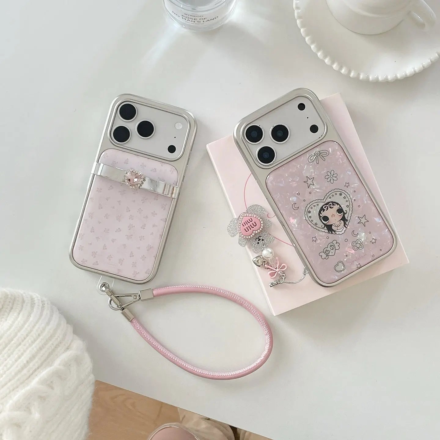 Pink Floral Heart Rhinestone iPhone Case Gentle Style SEACASE