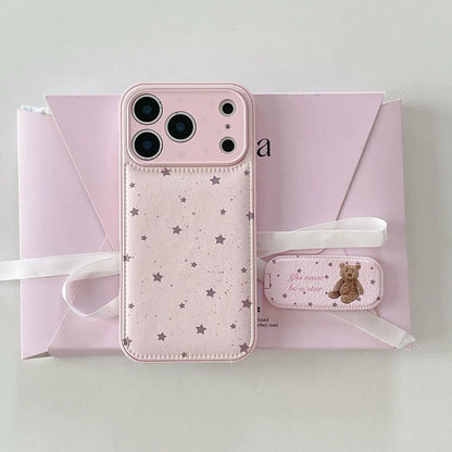 Star Print Leather iPhone Case with Animal Pattern Stand SEACASE