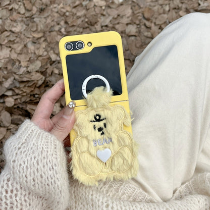 Adorable Plush Bear Phone Case for Samsung Flip 3/4/5/W23/W24