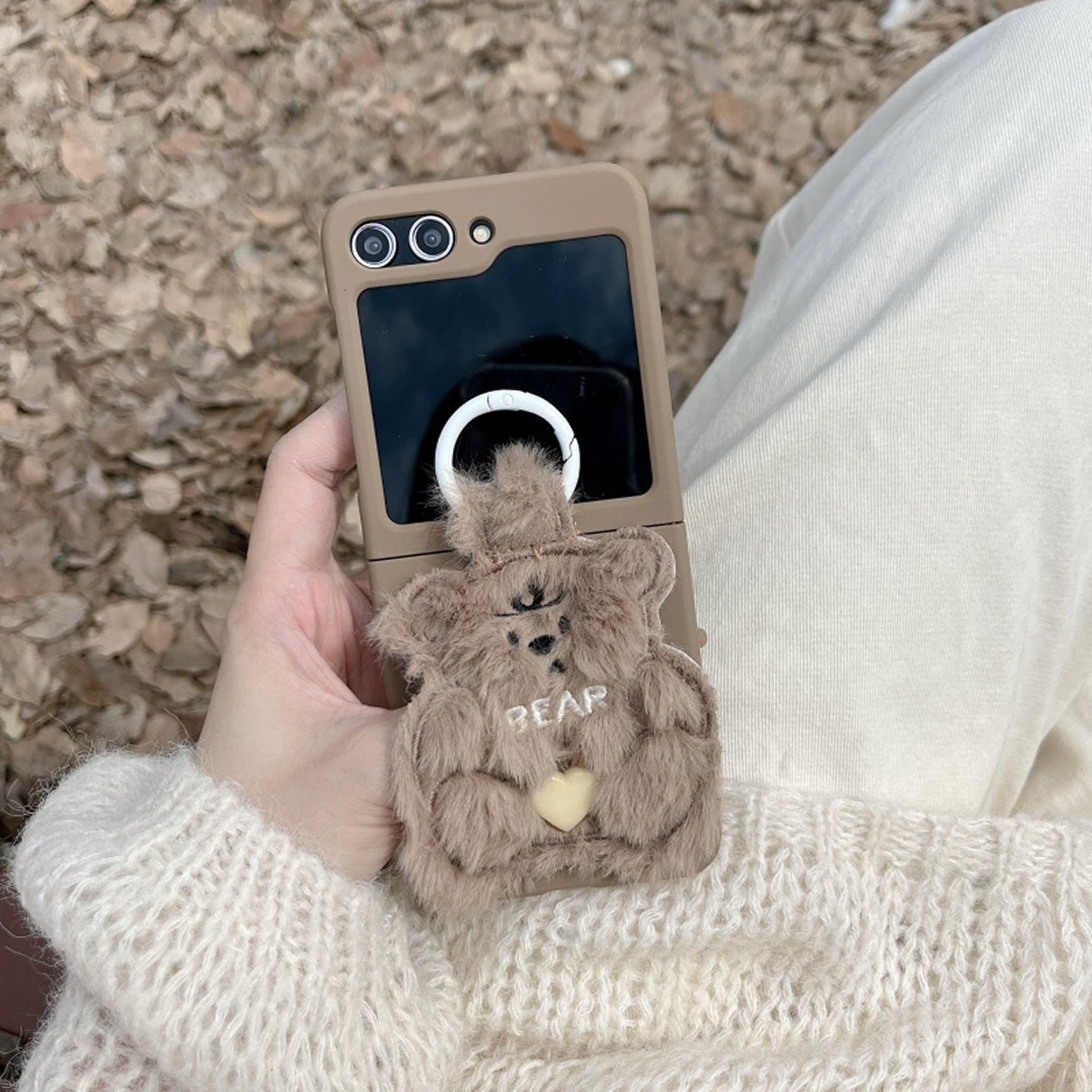 Adorable Plush Bear Phone Case for Samsung Flip 3/4/5/W23/W24