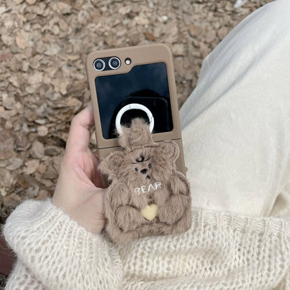 Adorable Plush Bear Phone Case for Samsung Flip 3/4/5/W23/W24