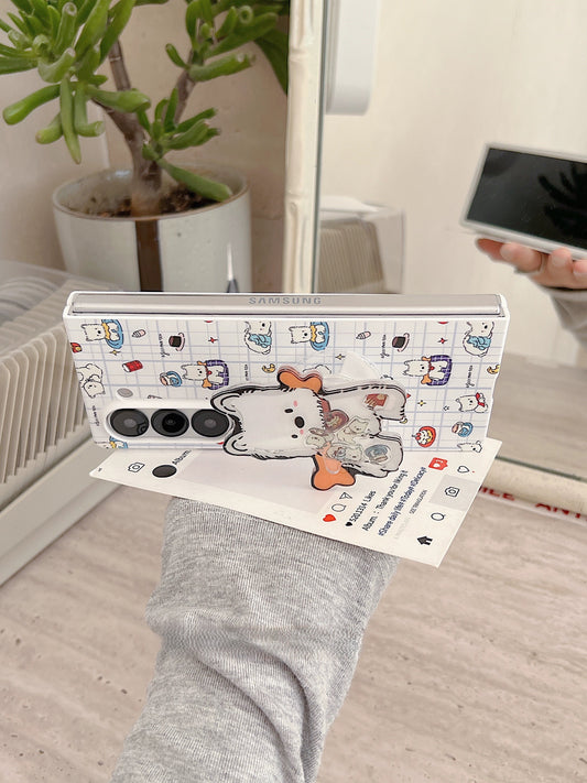 Samsung Z Fold 7/6/5/4/3 Case with Cute Puppy Stand