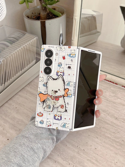 Samsung Z Fold 7/6/5/4/3 Case with Cute Puppy Stand 我的商店