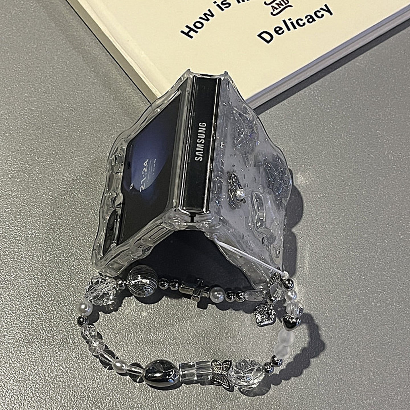 Glamorous Flip Phone Case - Sparkling Star & Heart Design