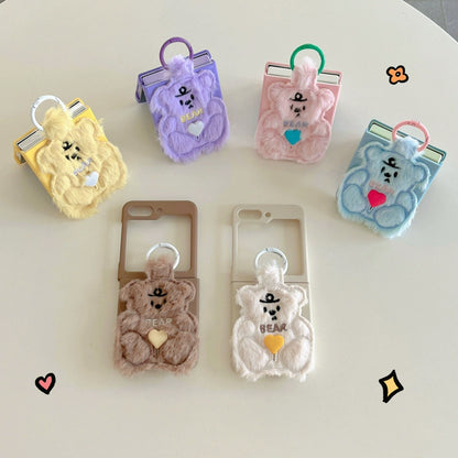 Adorable Plush Bear Phone Case for Samsung Flip 3/4/5/W23/W24