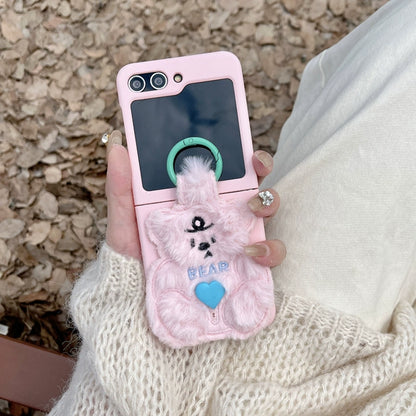 Adorable Plush Bear Phone Case for Samsung Flip 3/4/5/W23/W24