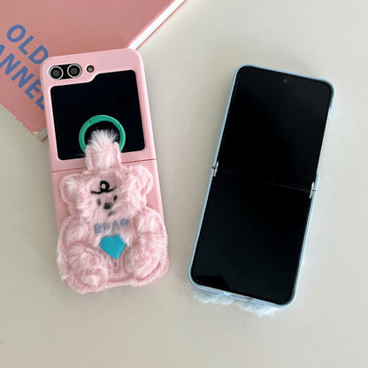 Adorable Plush Bear Phone Case for Samsung Flip 3/4/5/W23/W24
