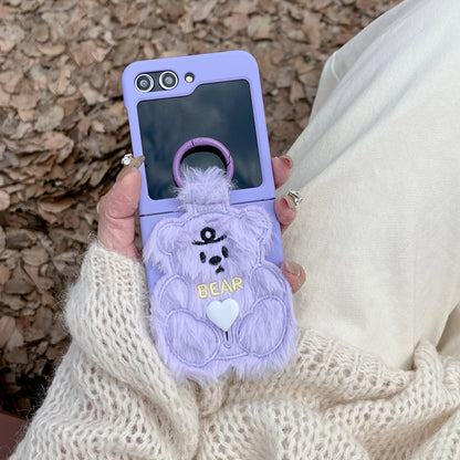 Adorable Plush Bear Phone Case for Samsung Flip 3/4/5/W23/W24