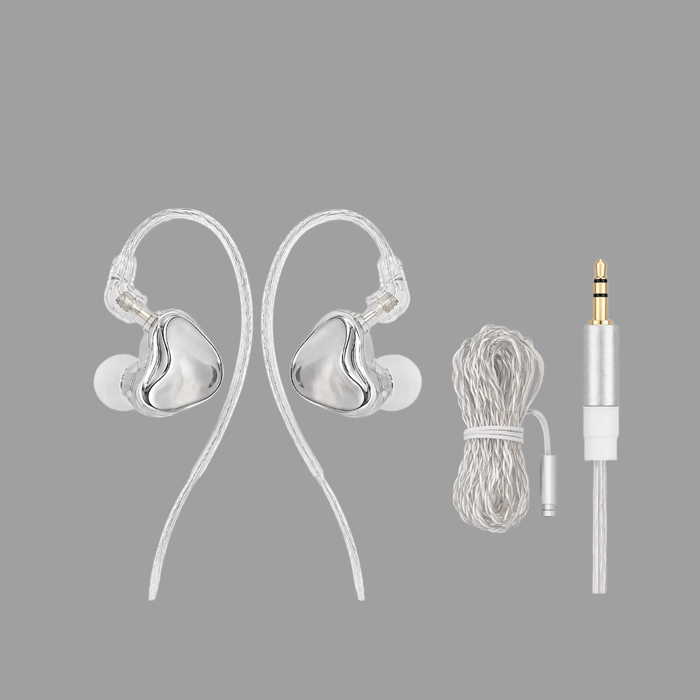 Mirror Silver Wired In Ear Earphones, Metal Shell Headphones with Optional Mic & Type-C Plug for Daily Music Calls