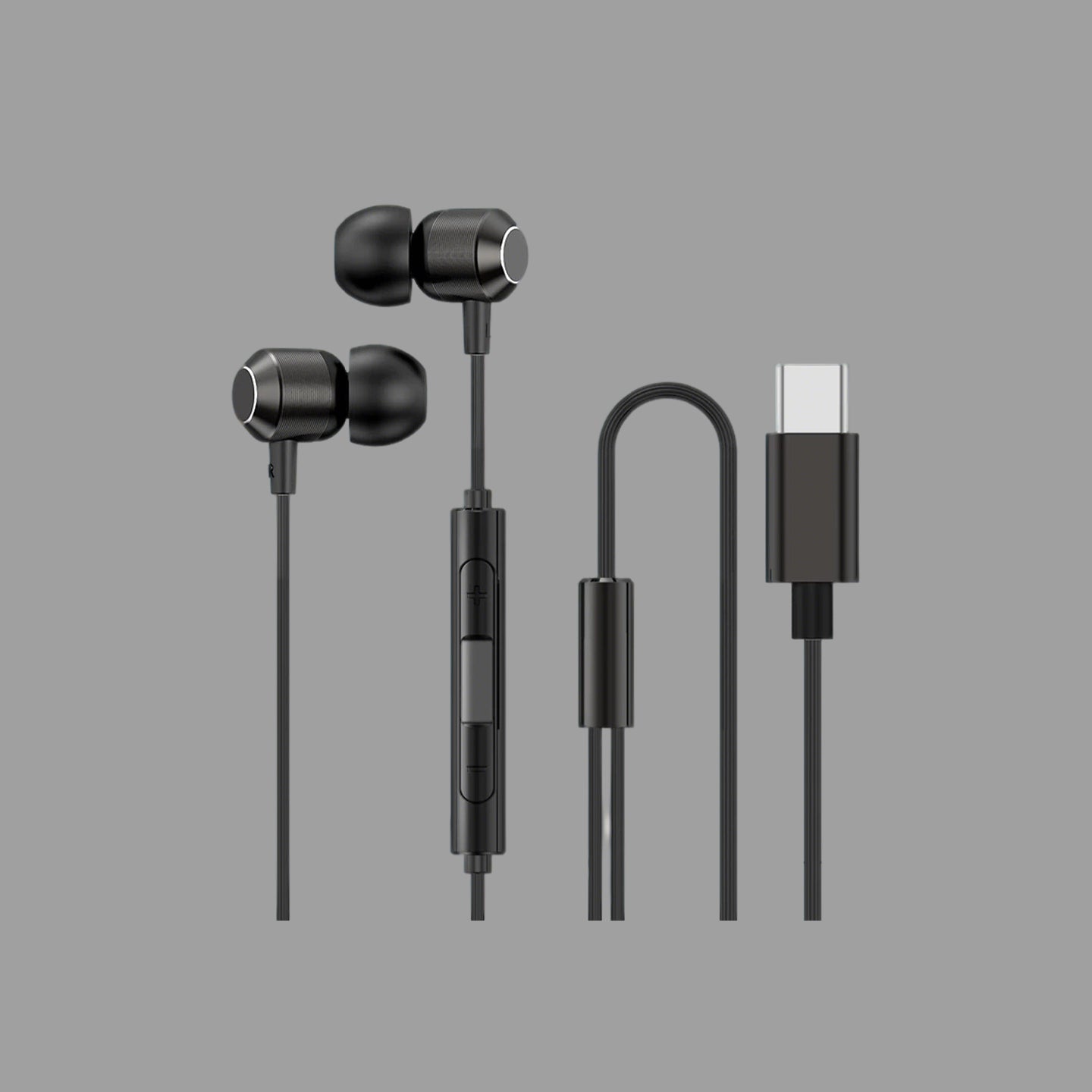 Type-C Wired In-Ear Earphones, Retro Metal Wired Headphones with Inline Mic & Volume Control