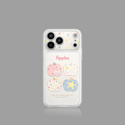 Pastel Apple Print iPhone Case with Beaded Chain