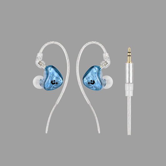 Pixel Art Resin Wired In Ear Earphones, Crystal Blue Headphones with Optional Mic & Type-C Plug for Daily Music Calls
