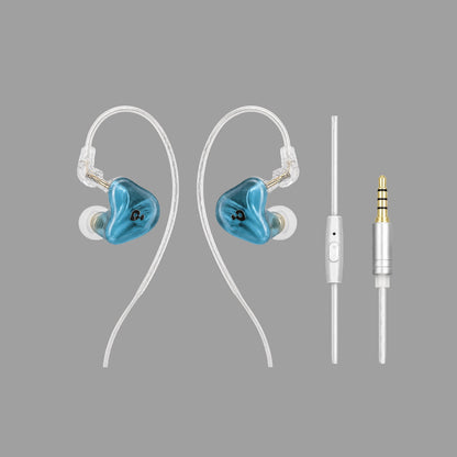 Pixel Art Resin Wired In Ear Earphones, Crystal Blue Headphones with Optional Mic & Type-C Plug for Daily Music Calls