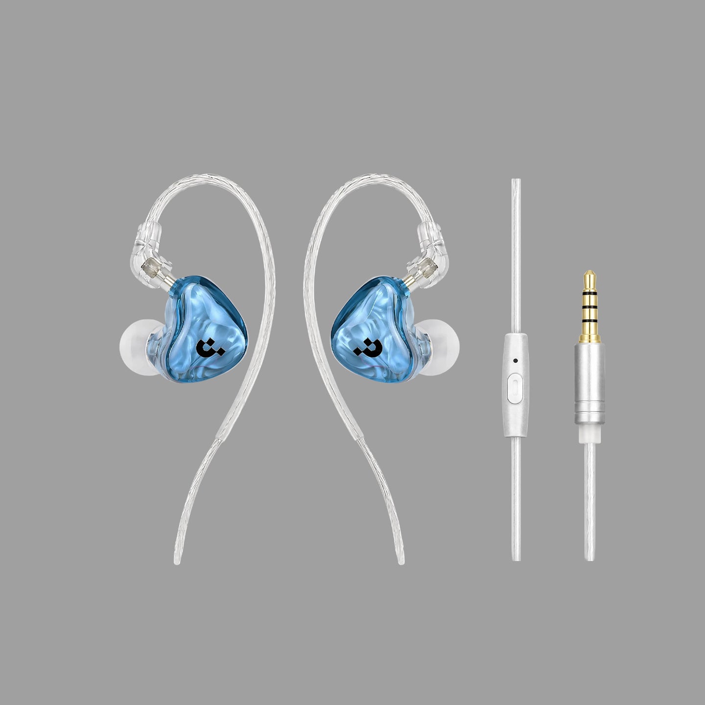 Pixel Art Resin Wired In Ear Earphones, Crystal Blue Headphones with Optional Mic & Type-C Plug for Daily Music Calls