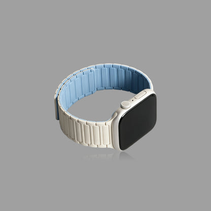 Magnetic Silicone Link Watch Band for Apple Watch, Strong Auto-Attach Sport Strap for iWatch