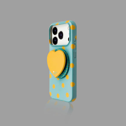 Heart & Polka Dot iPhone Case with Magnetic Heart Stand