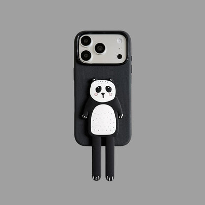 Long‑Leg Animal Stand iPhone Case, Fabric Texture 3D Cartoon Protective Cover