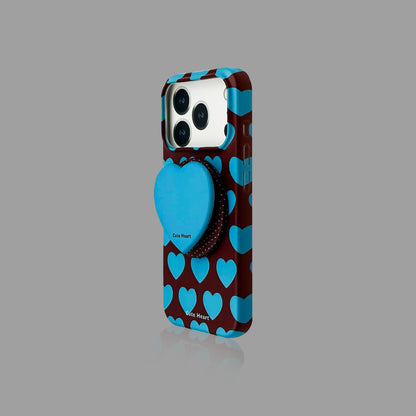 Heart & Polka Dot iPhone Case with Magnetic Heart Stand