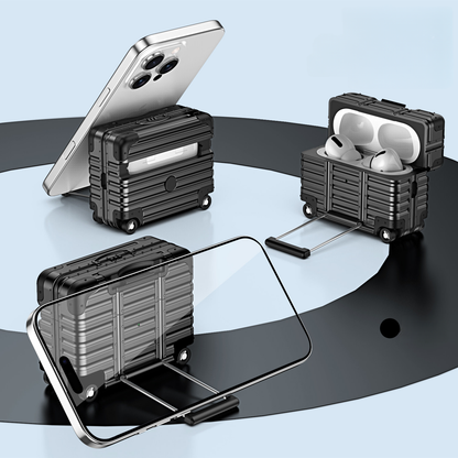 Luggage-Style AirPods Case with Built-in Phone Stand