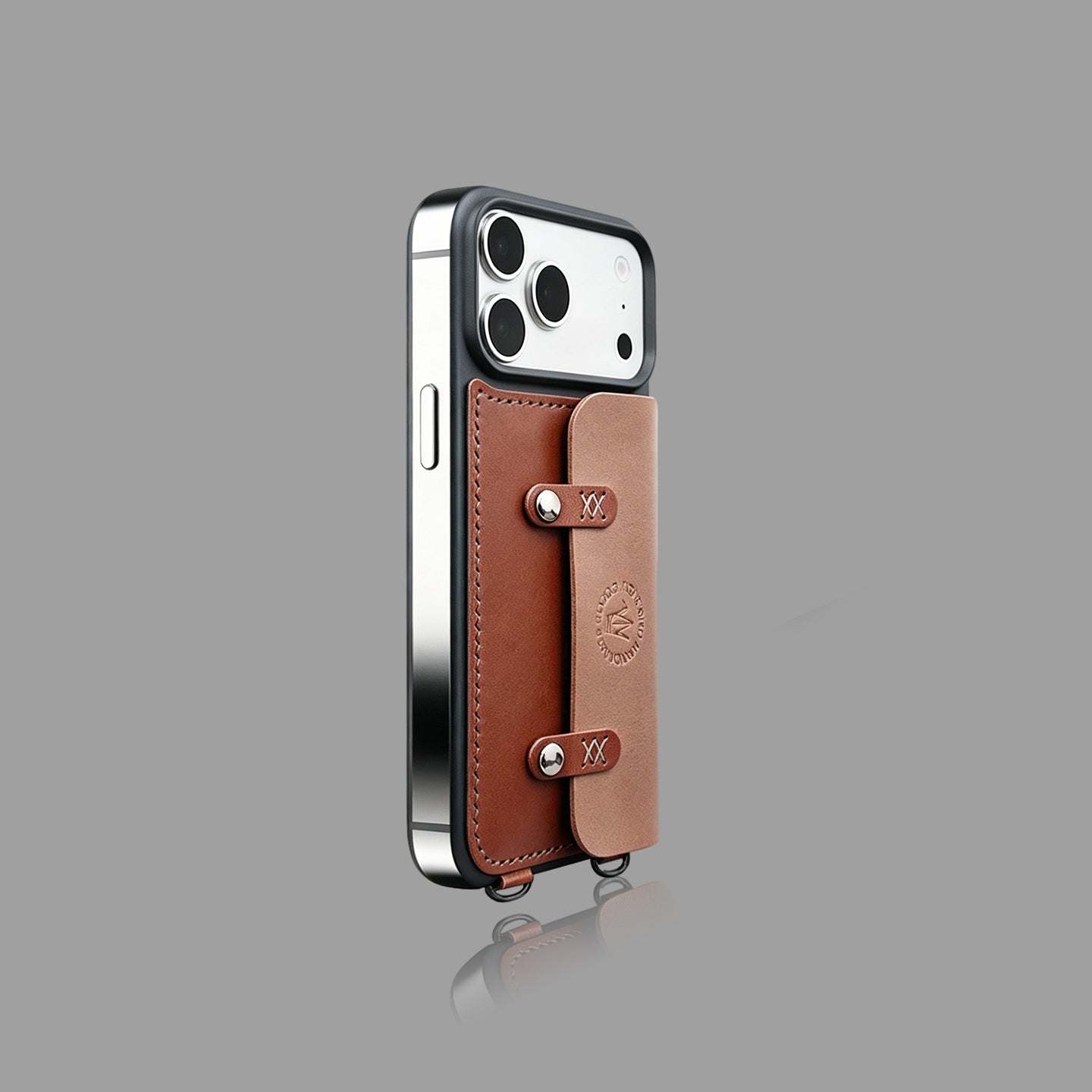 クラシックレザーカードホルダー iPhoneケース（クロスボディストラップ付き、ウォレットスタイル）