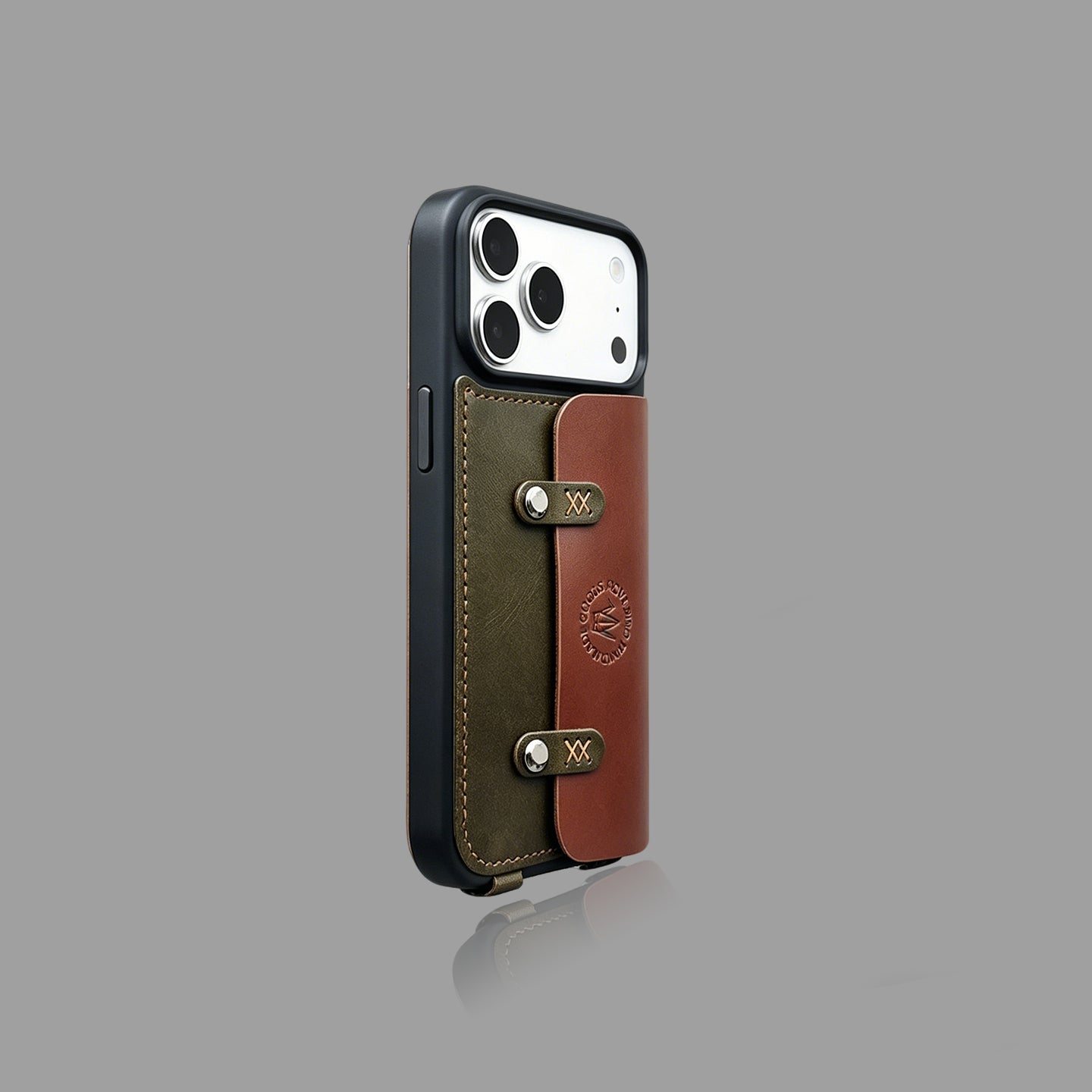 クラシックレザーカードホルダー iPhoneケース（クロスボディストラップ付き、ウォレットスタイル）