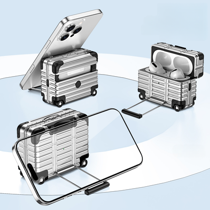 Luggage-Style AirPods Case with Built-in Phone Stand