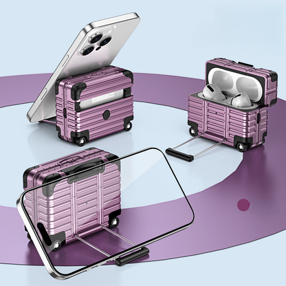 Luggage-Style AirPods Case with Built-in Phone Stand
