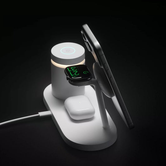 3 in 1 Magnetic Wireless Charging Station with Touch Night Light, MagSafe Charger Stand for iPhone, iWatch & AirPods