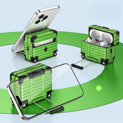 Luggage-Style AirPods Case with Built-in Phone Stand