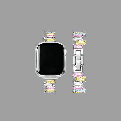 Colorful Rectangle Rhinestone Bracelet Watch Band for Apple Watch