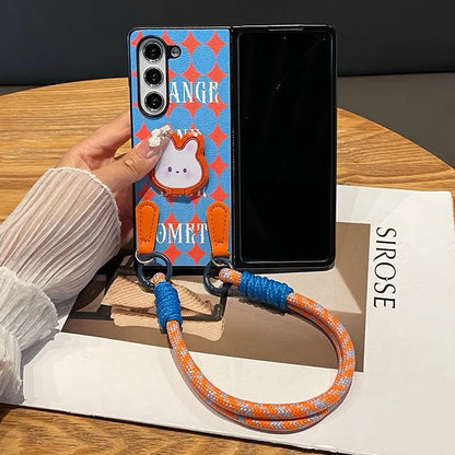 Orange & Blue Plaid Phone Case for Samsung Z Fold seaart