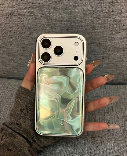 Gradient Mint Green/ Silver Water Ripple Phone Case