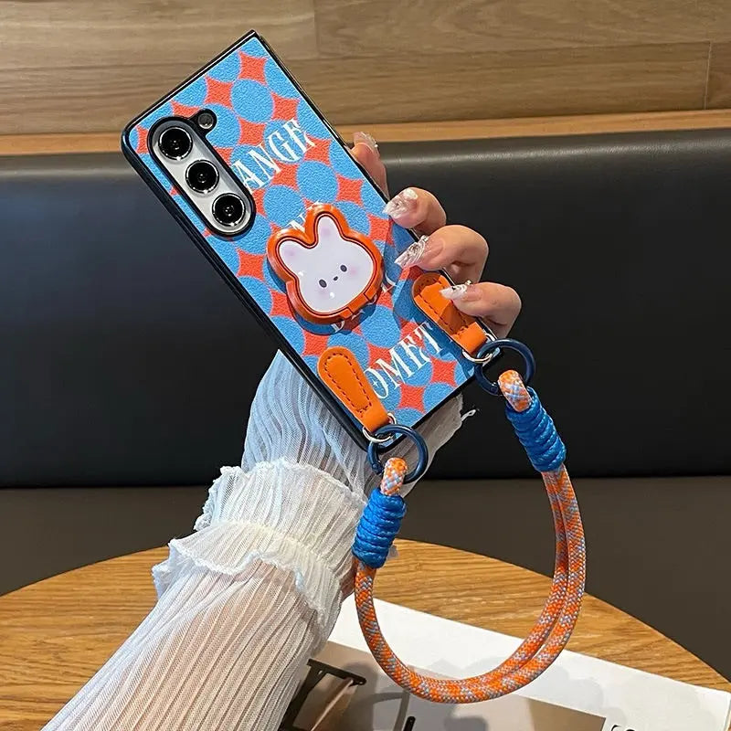 Orange & Blue Plaid Phone Case for Samsung Z Fold seaart