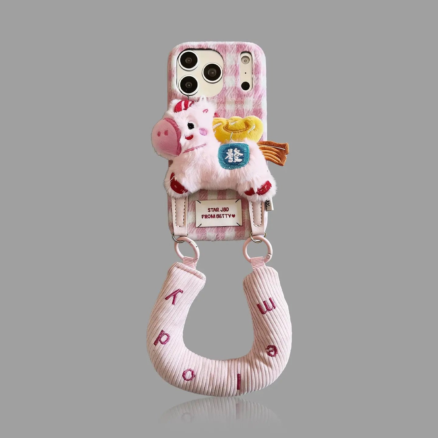 Cute Plush Pony iPhone Case with Wrist Strap 我的商店