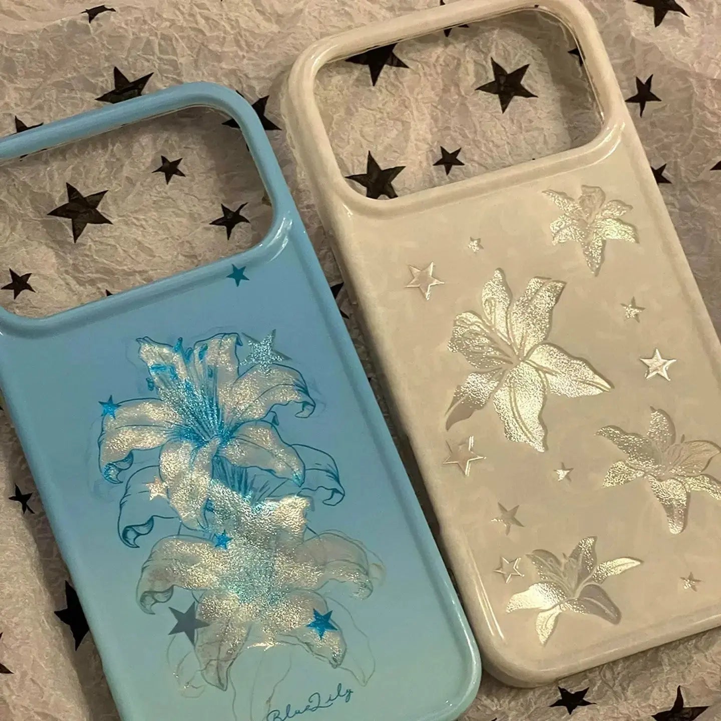 Aesthetic Blue Gradient Lily iPhone Case SEACASE