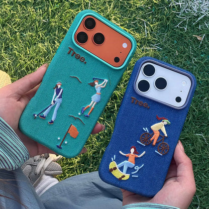 Embroidered Denim iPhone Case, Magsafe Shockproof SEACASE