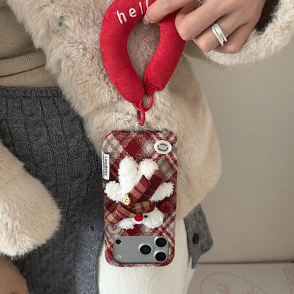 Fuzzy Plaid Scarf Bear iPhone Case SEACASE