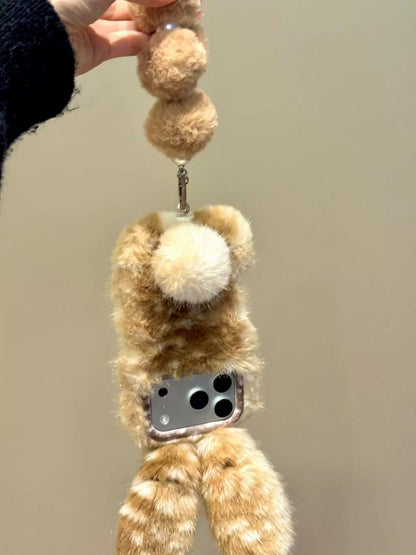 Brown-White Gradient 3D Rabbit Fleece iPhone Case